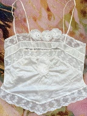 Delicate White Lace Trim Cami Top